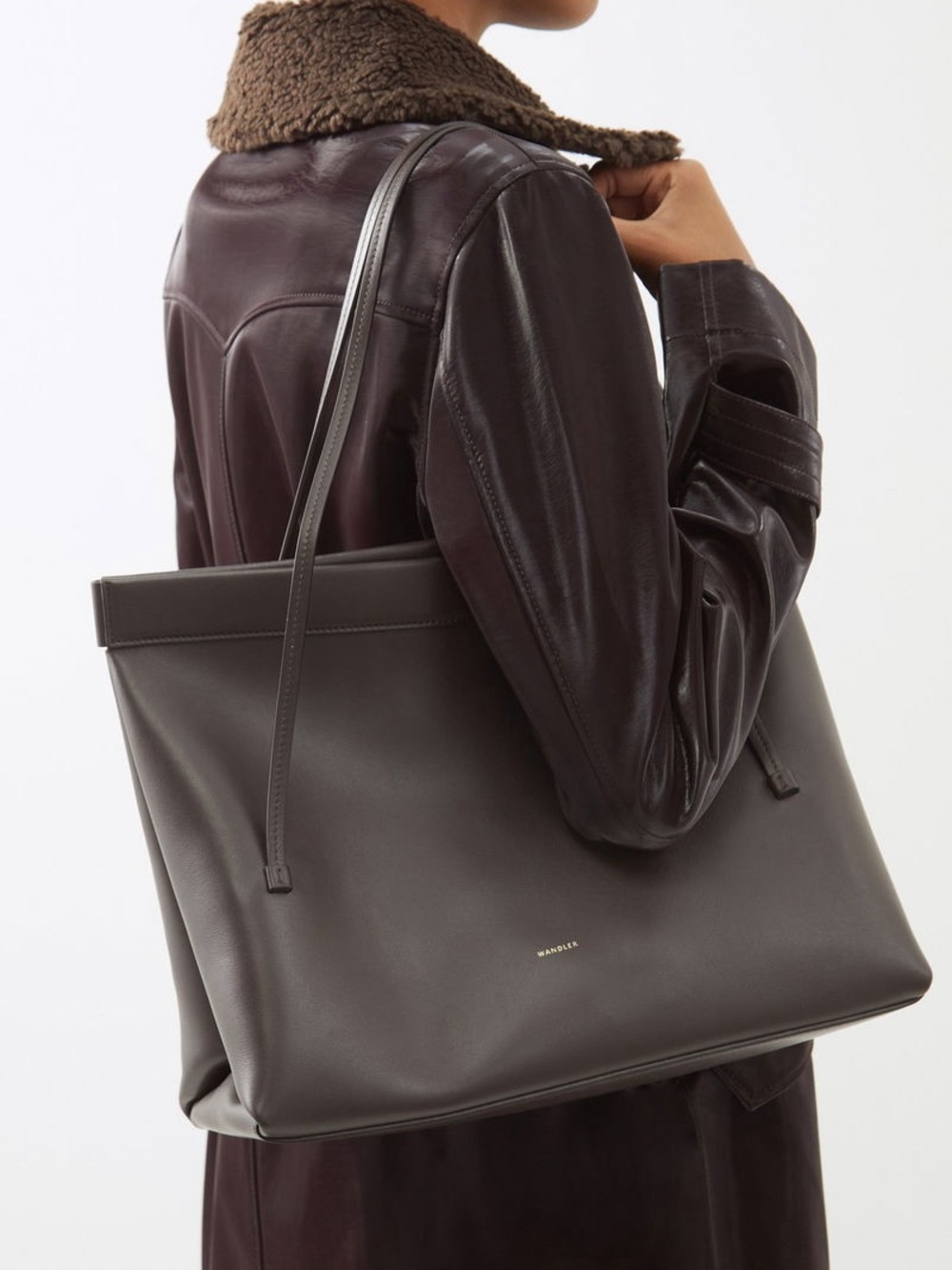 Wandler “Joanna” medium dark-brown leather shoulder bag